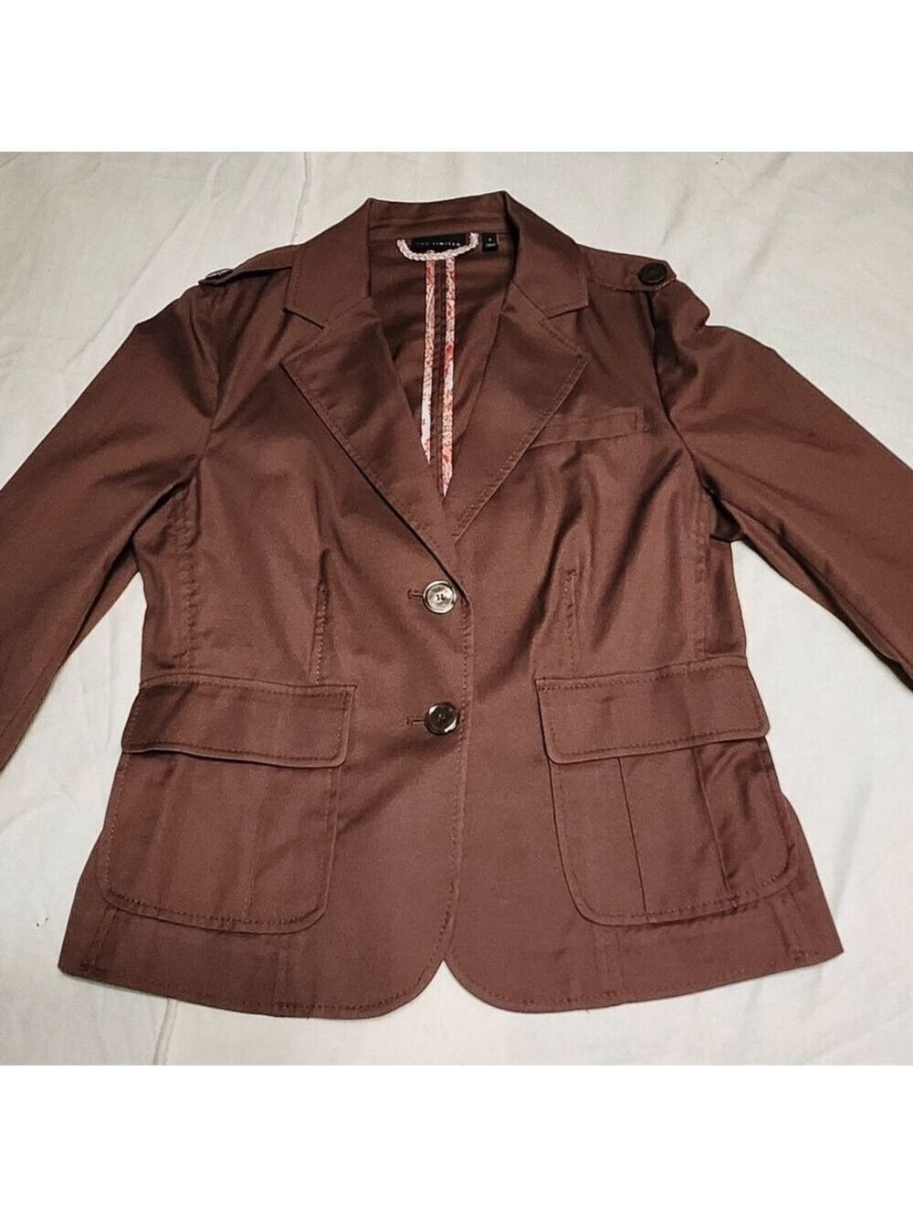 The Limited Brown Cotton Blend Fitted Career Blazer Jacket Size 8 - Picture 6 of 10